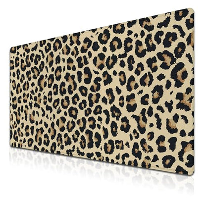 Large Desk Pad Black and Yellow Long Mousepad, Keyboard Mouse Pads Gaming Desk Mats, Full Desk Mouse Pad Non-Slip Rubber Base, 35.4" X 15.7" for Work/Game/Office/Home Leopard Pattern - color: Leopard Pattern