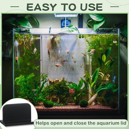 4 Pcs Aquarium Lid Handles Acrylic Fish Tank Cover Handles Adhesive Tank Lid Replacement Handle for Aquarium Fish Tank Lid, 2.36 x 1.38 Inch (Black)