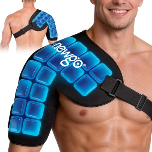 NEWGO Shoulder Ice Pack Rotator Cuff Cold Therapy, 45-Min Long-Lasting, XL | Ice Grid Design for Even Coverage, Flexible Cold Compression Wrap, Soothes Post-surgery, Muscle Tension, and Swelling - size: XL