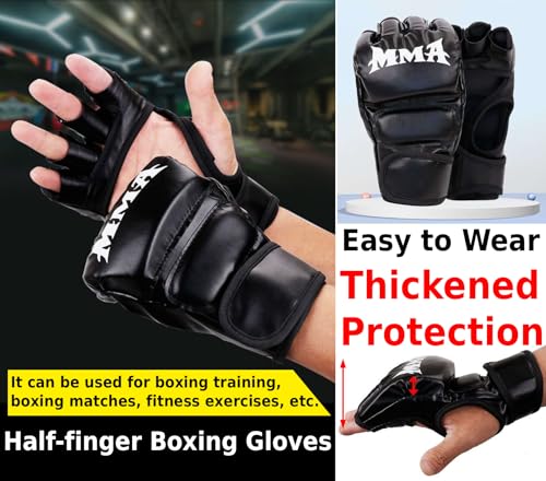 MMA Gloves Grappling Sparring, Mixed Martial Arts Mitts Men Women Boxing Gloves, Combat Sports Training, Muay Thai, Kickboxing, Open Palm Training Gloves for Grappling - color: Black