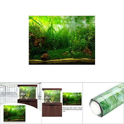 AYNEFY Aquarium Fish Background Poster, Water Grass Aquarium Background Poster PVC Adhesive Background Sticker Wallpaper Poster Aquarium Backdrop Decor (#9) - size: #9