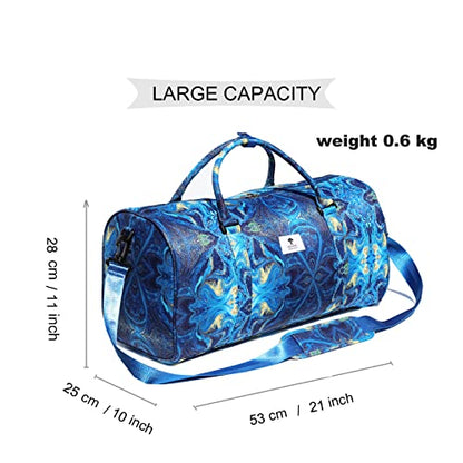Original Floral Water Resistant Duffel Bag Gym bag Weekender Travel Bag for Gym Beach Travel Daily Bags - color: [C]Blue Golden Marble