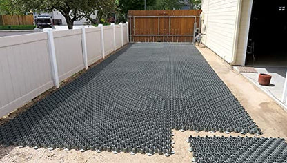 Vodaland Permeable Pavers - EasyPave Grass & Gravel Driveway Grid - Load Class A-D, 100% Recycled Plastic Pavers, 2" Depth, 35 Sq Ft/ 14 Units, Gray