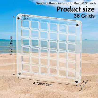 Artlunar 36 Grids Acrylic Display Box, Approx. 12 x 12 cm Clear Magnetic Shadow Box for Seashell, Rock, Crystal, Thimble Collection, Mini Trinket Display Holder for Collector