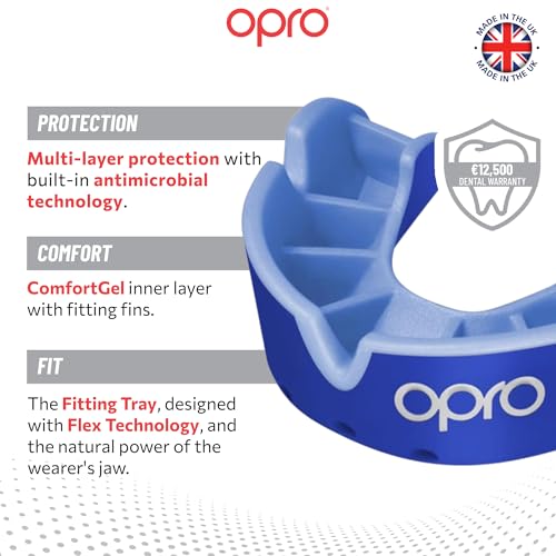 OPRO Silver Level Moldable Mouth Guard, Essential Fit, Dark Blue/Blue - color: Dark Blue/Blue, size: Youth (Under 10)