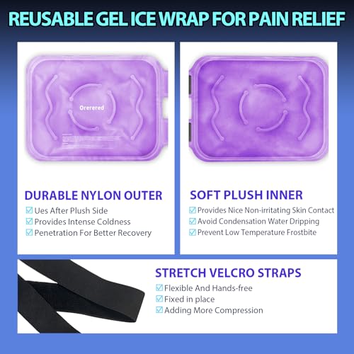 Reusable Cold Ice Packs for Injuries, 3-Piece Set Cold Gel Ice Wrap for Injury Recovery, Alleviate Joint and Muscle Pain (Knee Ice Wrap-Purple) - color: 3pcs-purple