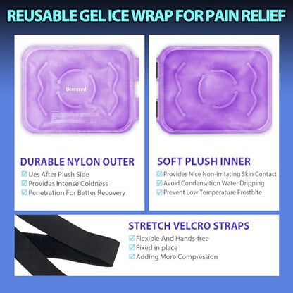 Reusable Cold Ice Packs for Injuries, 3-Piece Set Cold Gel Ice Wrap for Injury Recovery, Alleviate Joint and Muscle Pain (Knee Ice Wrap-Purple) - color: 3pcs-purple