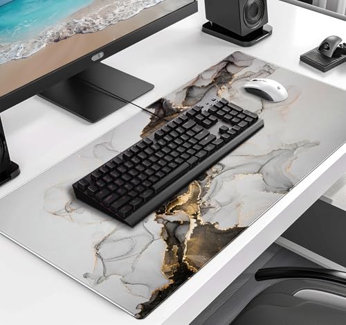 Large Expanded Marble Patterned Mouse Pad, Non Slip Rubber Keyboard Pad | The Surface Of The Mouse Pad Is Designed With Fiber Woven Material, And The Base Is Made Of Natural Anti Slip Rubber. - color: Marble