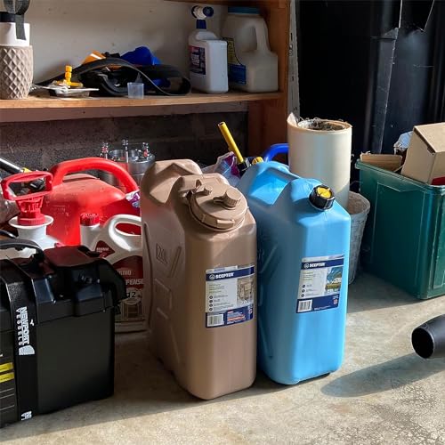 Scepter Portable Military Style Water Storage Jug & Container for Camping, 5 Gallon, Sand - Plastic Beverage and Hydration Dispenser for Outdoor Drinking, RV and Emergency Survival