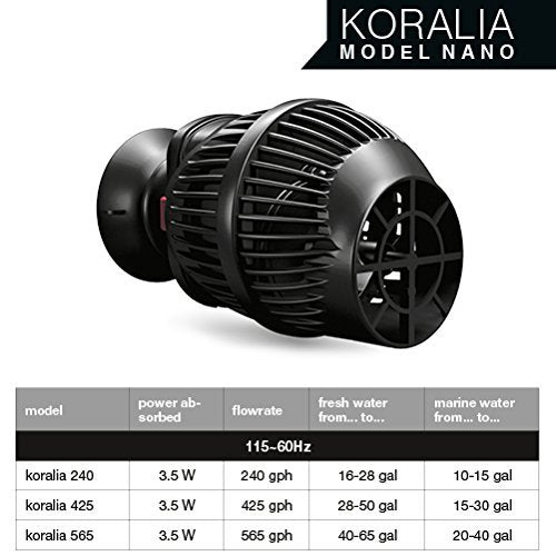 Hydor Koralia Nano Aquarium Circulation Pump, Includes Built-In Cable Protector, 425 GPH, Measures 2.4-Inches & is Ideal for Fresh or Salt Water Use - style: 425 gph