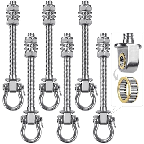 Heavy Duty Swing Hangers with Bearings - Set of 6 Stainless Steel 304 Hardware for Wood & Metal Beams - Ideal for Hanging Hammocks, Yoga Swings, Porch Swing - 1500LB Capacity - 7" x M2/5" - color: 6 pack - 7"