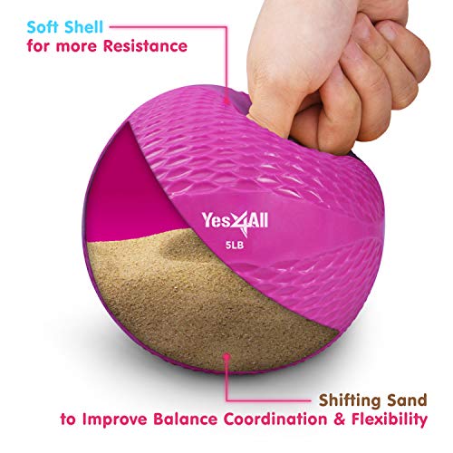 Yes4All Weighted Toning Balls for Exercise, Soft Medicine Balls for Exercise, Pilates, Yoga, Balance, Flexibility, 2-10lbs - color: I. 5lb - Pink, style: B. Diamond Grip - Knurl
