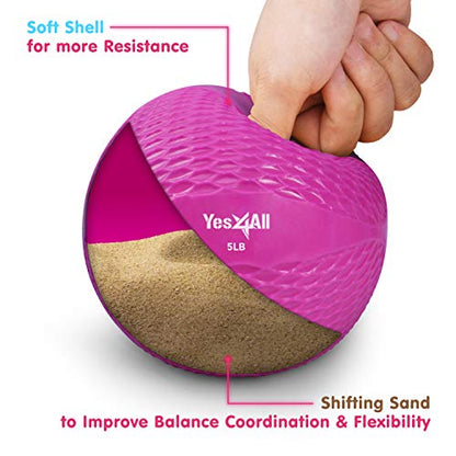 Yes4All Weighted Toning Balls for Exercise, Soft Medicine Balls for Exercise, Pilates, Yoga, Balance, Flexibility, 2-10lbs - color: I. 5lb - Pink, style: B. Diamond Grip - Knurl