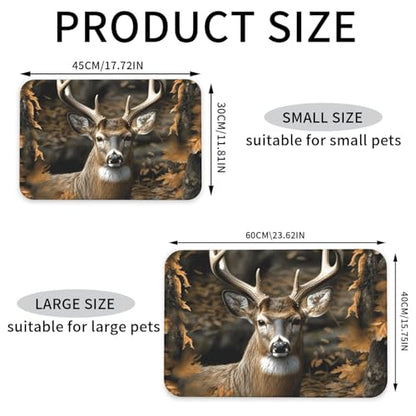 Dog Food Mat Waterproof Anti-Slip Dog Bowl Mats Camouflage Deer Pet Feeding Mat for Food and Water Absorbent Pet Cat Placemat Quick Dry Water Dispenser Mats for Dogs and Cat - size: 30x45cm