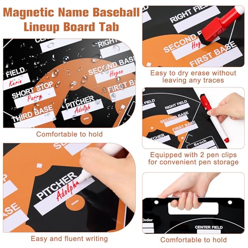 Magnetic Baseball Lineup Board, Anglecai Baseball Dry Erase Coaching Board - color: Black