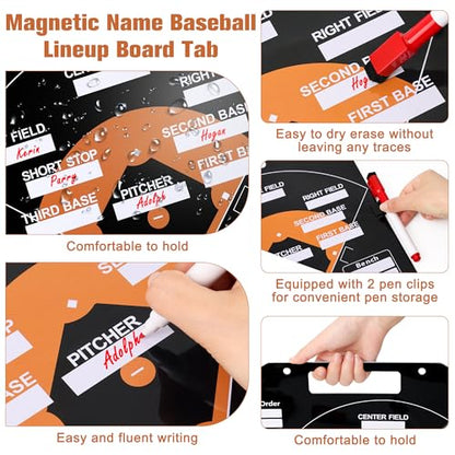 Magnetic Baseball Lineup Board, Anglecai Baseball Dry Erase Coaching Board - color: Black