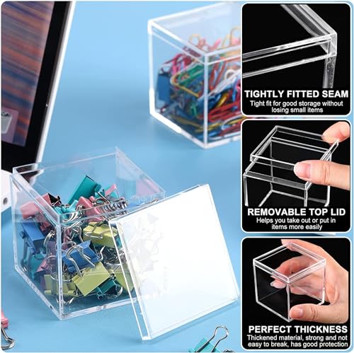 Clear Acrylic Candy Box with Lid Acrylic Decorative Boxes Acrylic Square Cube for Vanity Jewelry Accessories - size: 2.6 x 2.6 x 2.6 Inch