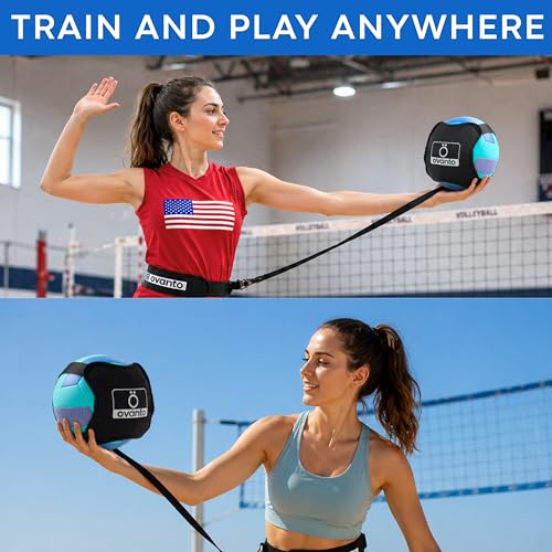 OVANTO Volleyball Training Equipment Kit | Adjustable Practice Hitting Rebounder, Ultra-Stretch Neoprene, Exclusive Elastic Cords, Premium Content - color: VT Pro