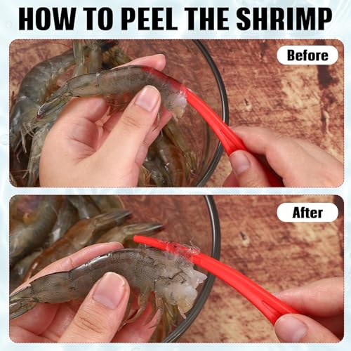 Gisafai 6 Pcs Shrimp Peeler Plastic Deveiner Cleaner Tool for Kitchen Shrimp Deveining Peel Tool, 10.2 Inch(Red)
