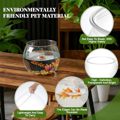 1 Gallon Plastic Fish Tank Large Bowl Shatterproof with Crystal Clear Clarity for Terrarium, Flower Vase Centerpiece Gift for Fish Lovers (Round) - size: 1 Gallon, style: Round