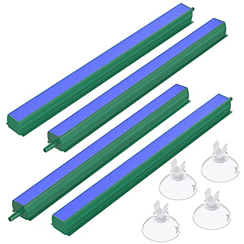Pawfly Aquarium Air Stone Bar Bubbler 8 Inch, Fish Tank Bubbler Stone with 4 Suction Cups Square Oxygen Diffuser for Air Pump Fish Tank and DWC Bucket, 4 Pack