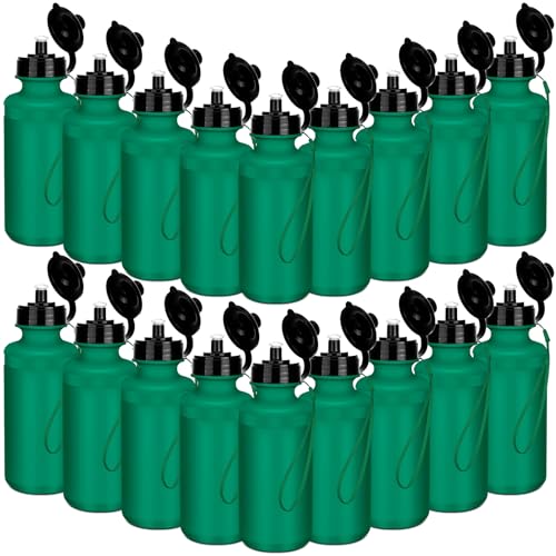 Zubebe 36 Pcs Sports Water Bottles Squeeze Bulk 21 oz | Reusable Plastic Water Bottles with Carry Strap, Back to School Supplies Summer Team Gifts for Students Travel Hiking Cycling - color: Dark Green