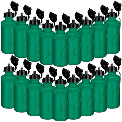 Zubebe 36 Pcs Sports Water Bottles Squeeze Bulk 21 oz | Reusable Plastic Water Bottles with Carry Strap, Back to School Supplies Summer Team Gifts for Students Travel Hiking Cycling - color: Dark Green