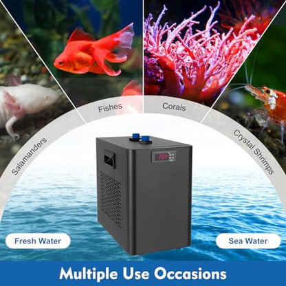 15/42 Gallon Aquarium Chiller, 1/10 HP Fish Tank Water Cooler Special Quiet Design Refrigeration Compressor for Axolotl Coral Jellyfish (160L/42Gallon) - size: 160L/42Gallon