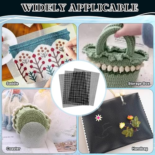 8Pcs Plastic Mesh Canvas Sheets Embroidery Aquarium Fish Tank Divider Plastic Grid Isolation Board Partition Net Pane Separator Filter Bottom Tray,20 Pcs Binding Bars Sliding Bars ,Crochet Projects