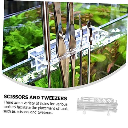 FOMIYES Acrylic Aquarium Tool Holder Rack for Water Plants Maintenance Storage Organizer for Fish Tank Cleaning Tools Design