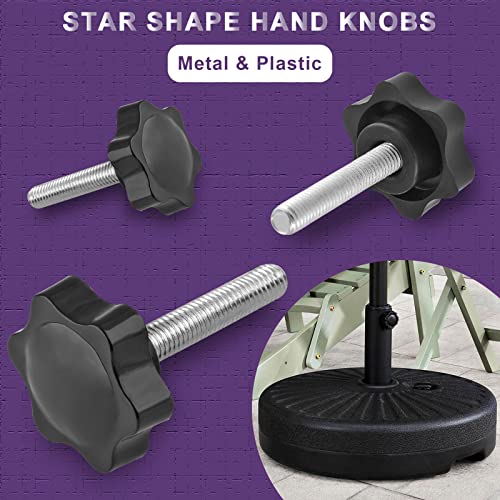M8 x 40mm Thread Star Knob 4Pcs, Plastic Hex Shaped Clamping Knob Handle Hand Tightening Screw for Umbrella Base Replacement - size: M8 x 40mm (4 pcs), style: Hexagonal Handle