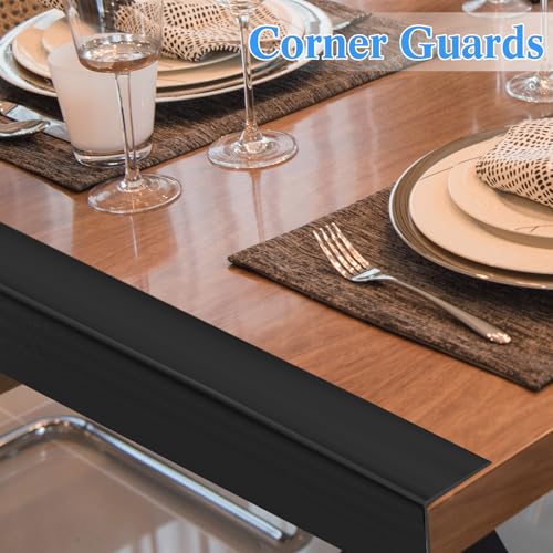 10 Pcs Wall Corner Protector Guards, Vinyl 3/4 x 48 Inches Corner Trim Molding, Avoid Scratching Scuffs, Ease Install and Cleaning for Door Countertop Furniture Cabinet Protection, Black