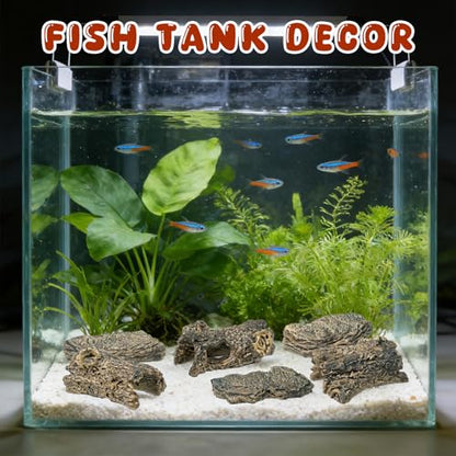 6 Pcs Diorama Rocks Artificial Tree Stump Miniature Stone for Diorama Supplies Micro Train Landscape Mini Garden Figurines Fish Tank Decor Cave Terrarium