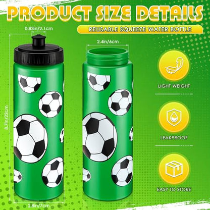 12 / 24 Pack Sports Water Bottles 20 oz Bottle Basketballs Party Favors Reusable Sports Squeeze Water Bottle for Party Favor Players Lovers Team Gifts Gym - style: Soccer