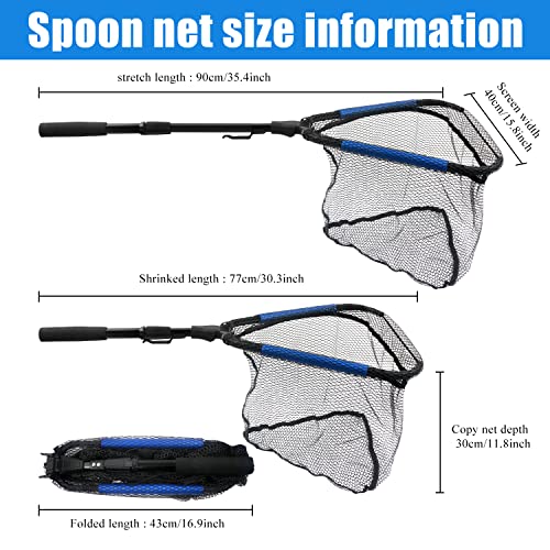 Floating Telescopic Folding Net with 7 Inch Pliers & Lip Gripper - Kids Fishing Net with Foldable Sand Bucket & Fishing Gear Accessories