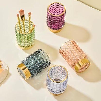 Makeup Brush Holder Organizer,Toothbrush Holders,Desk Pen Pencil Holder,Multifunctional Vintage Glass Brush Cup(A38-5-US/Green/S)