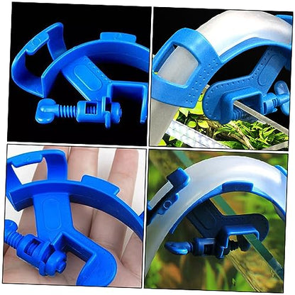 Generic Aquarium Accessories 5pcs Water Tube Clamp Hose Holder for Fish Tank Blue 18mm Glass Clamp Easy to Install