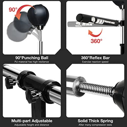 INNOLIFE Wall Mounted Boxing Spinning Bar with 2pcs Speed Ball - Black | Boxing Speed Trainer for MMA and Home Fitness