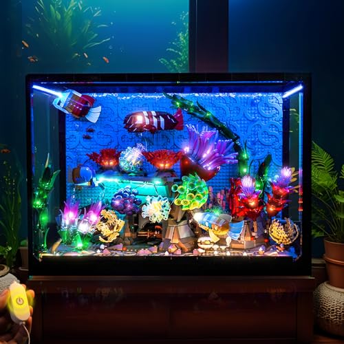 LocoLee Light kit Compatible with Lego 10366 Tropical Aquarium - No Model Only Light, Touch Dimmer Switch Lighting Accessories for Lego Icons Aquarium 10366 Fish Tank (Standard Version)