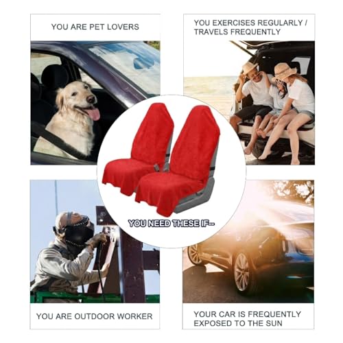 Car Seat Towel Cover, Universal Front Seat Protector for Cars, SUVs and Trucks, Sweat Towel Car Seat Cover for Gym, Yoga, Swimming, Pets and Family Travel, Haute Red, 2 Pack - color: Haute Red