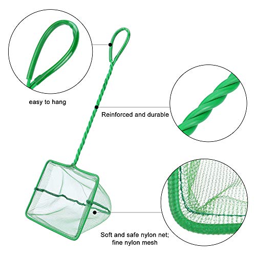 2 Pcs Aquarium Fish Net, 6 inches Fine Mesh Quick Catch Fish Net for Fish Tank Betta Fishing Net