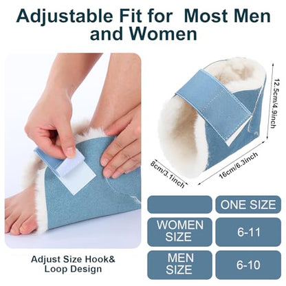 2 Pcs Sheepskin Heel Protectors for Pressure Sore Pad, Light Blue - color: Light Blue