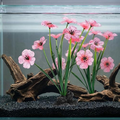 IMIKEYA 2Pcs Aquarium Plants Plastic Realistic Fish Tank Decor, Artificial Aquarium Plants Decoration with Soft Betta-Safe Leaves, Weighted Base for Fish Tank Accessories, 7.5 Inch Tall