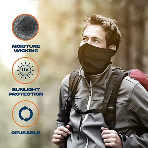 ARMORAY Face Mask Washable & Reusable Balaclava Neck Gaiter-Sun Protection Bandana Scarf Masks for Men & Women Hiking Fishing - color: Black
