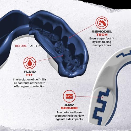 SAFEJAWZ American Flag Mouth Guard, Adult Dual Layer Mouthguard with Case - color: American Flag, size: Adult (12+)