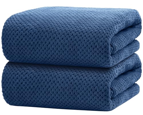 HOMEXCEL Bath Towels 2PK, Microfiber Ultra Soft Bathroom Towel, 27x54 in | Highly Absorbent, Light Weight, Quick Drying Towel Set for Sport, Yoga, SPA, Fitness, Blue - color: Blue, size: 27 x 54 Inch