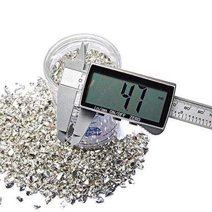 TWINKLING High Luster Fire Glass Gravel Stone Glitter,Broken Glass,Fire Gems Chips,Crushed Glass for Fire Pit Crafts Resin Art Aquarium Garden Decoration,3-6mm,1-Pound Jar (Silver)
