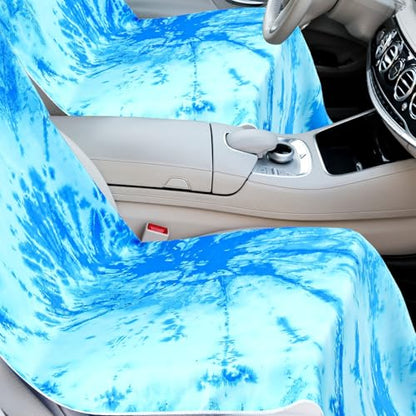 Hahafelt 2 Pack Car Seat Towel Cover with Storage Bag, Blue Tie Dye - style: Blue Tie Dye
