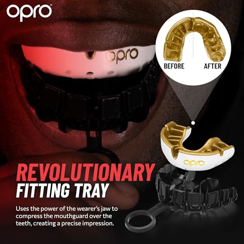OPRO Gold Level Moldable Mouth Guard, Premium Fit (Red/Pearl) Adult & Kids - color: Red/Pearl, size: Adult (Age 10+)