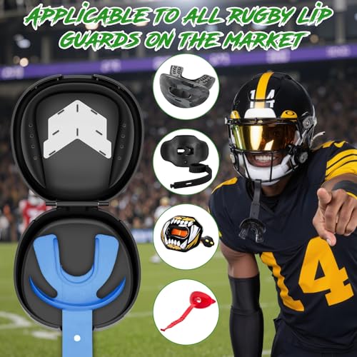ARGOMAX Ventilated Mouth Guard Case with Clip for Lip Guards, Black White | Fits lip-protection mouthguards; ventilated case with drainage holes, carabiner clip, and 8.5 x 8.5 x 4.5 cm interior - color: Black+white